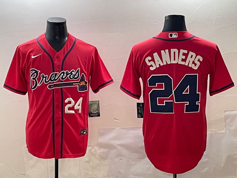 Men Atlanta Braves #24 Sanders Red Game 2025 Nike MLB Jersey style 2->atlanta braves->MLB Jersey